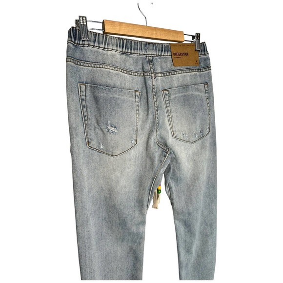 New One Teaspoon Shabbies Drawstring Boyfriend Destroyed Cuffed Montana Blue XS - Picture 10 of 16